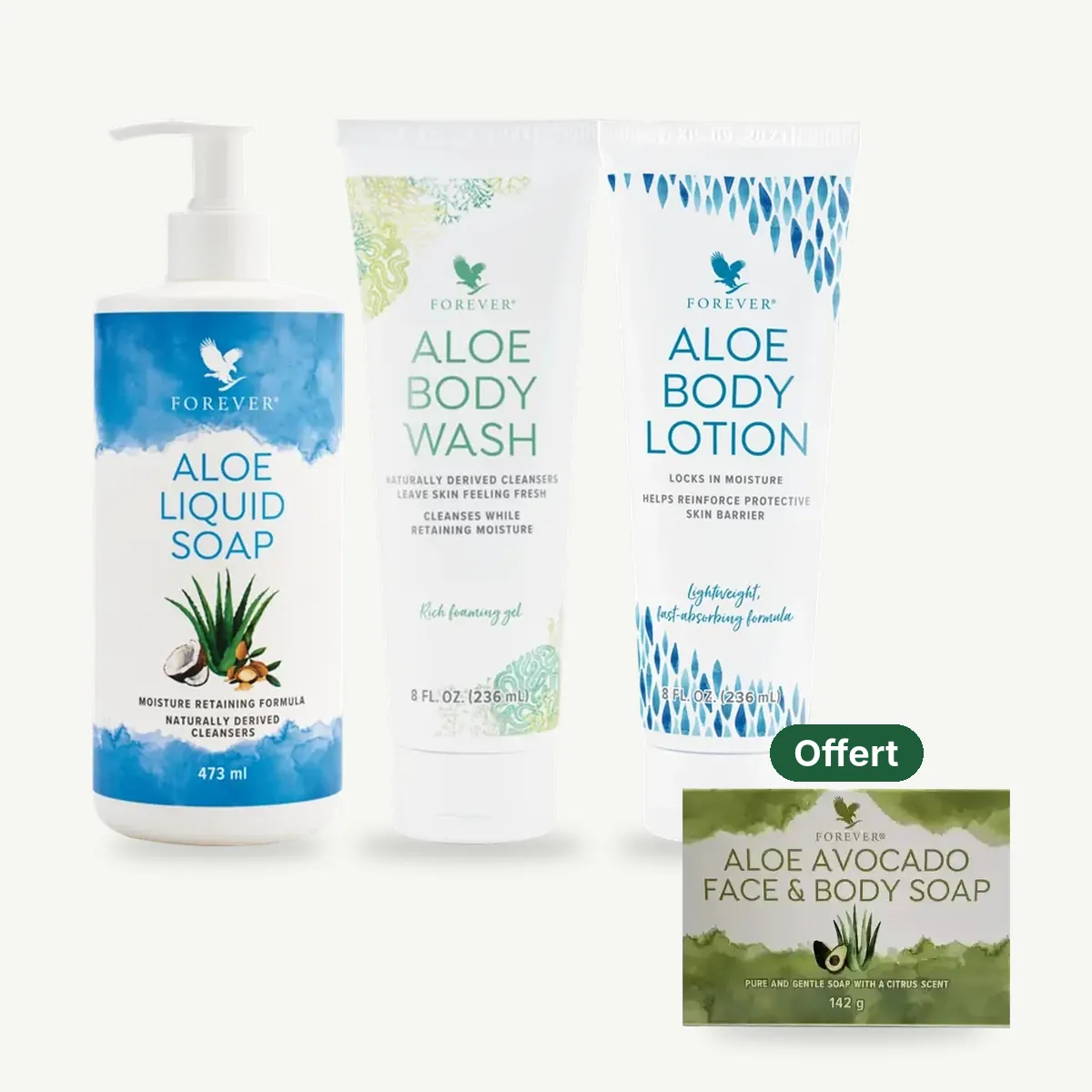 Trio salle de bain : 3 produits, 1 Savon Corps et Visage Aloe & Avocat offert